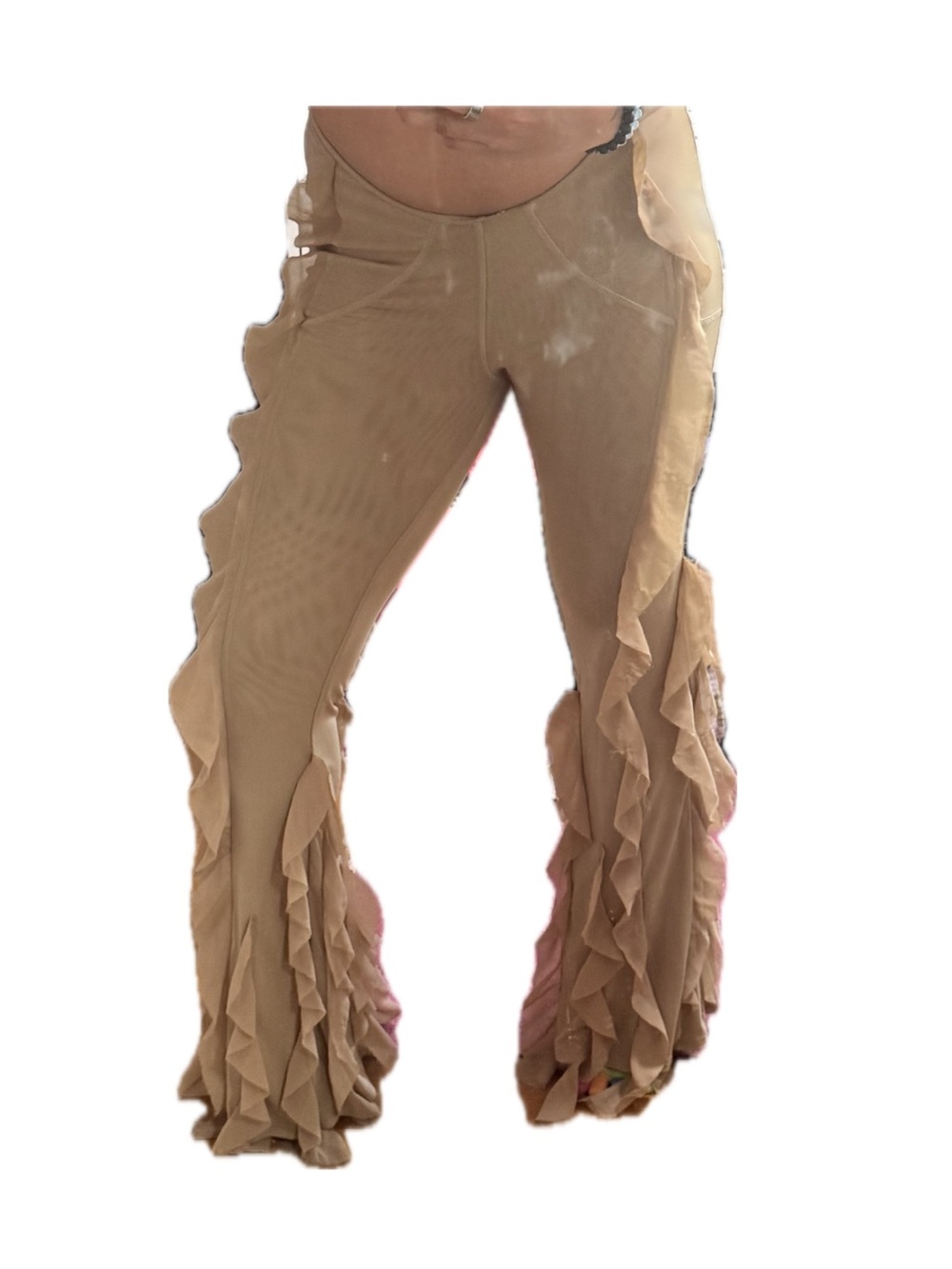 Selenia ruffle flare pants in nude